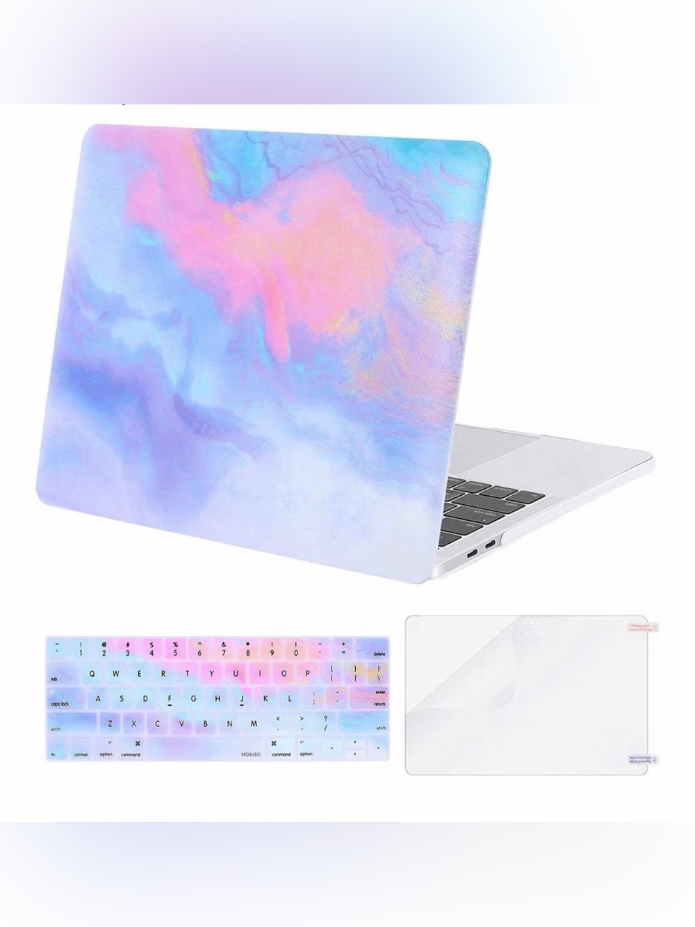 Mosiso Macbook Pro 15 inch w/Touchbar Hard Case in Colourful Clouds + 3 Extras